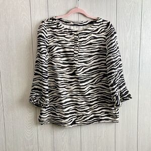 'S MaxMara Black White Zebra Top Size 6